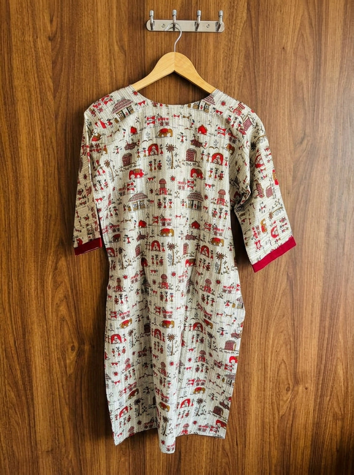 The Warli Whimsy Pure Cotton Kurti
