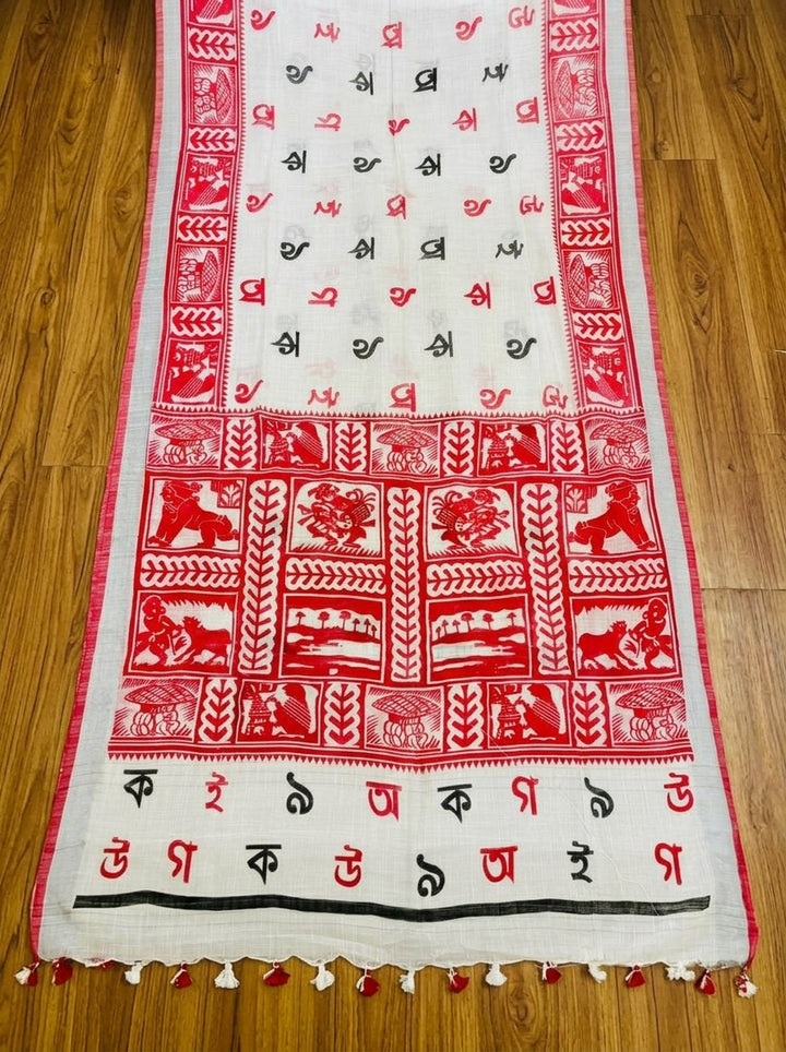 Sahoj Path-(Linen Khadi) Saree