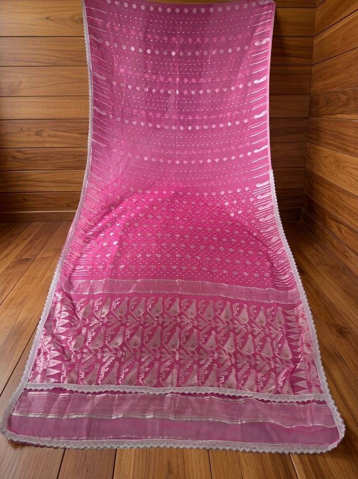 Binodini Bengal Jamdani Saree(Pink)