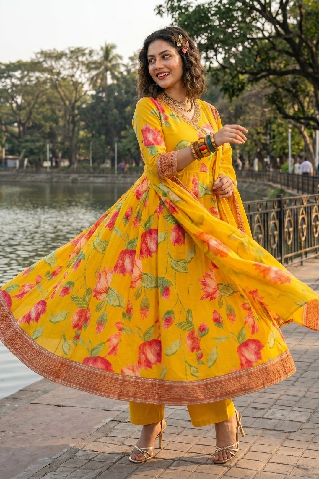 Flower Style Cotton Kurti Set