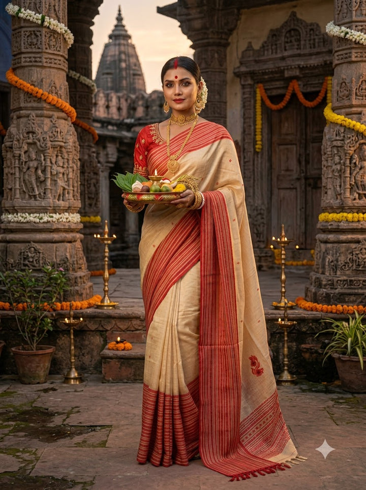 Heart Of Bengal - The Auspicious Tussar Saree