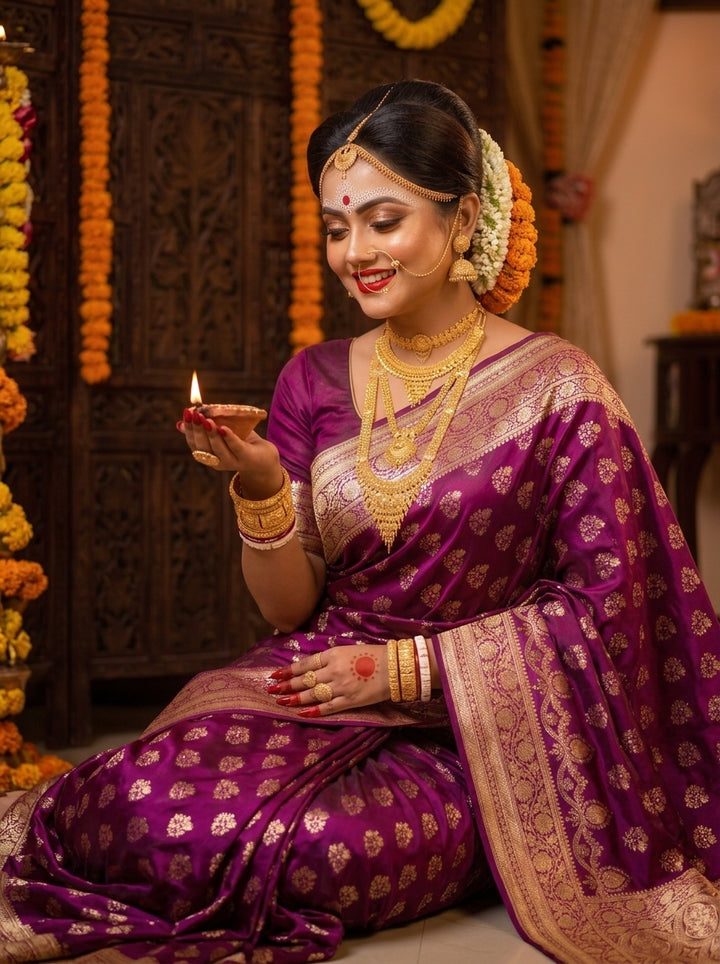 Queen's Legacy Banarasi Semi Katan Silk Saree