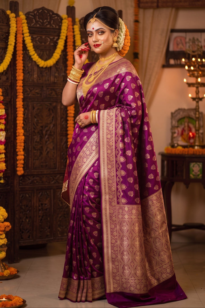 Queen's Legacy Banarasi Semi Katan Silk Saree