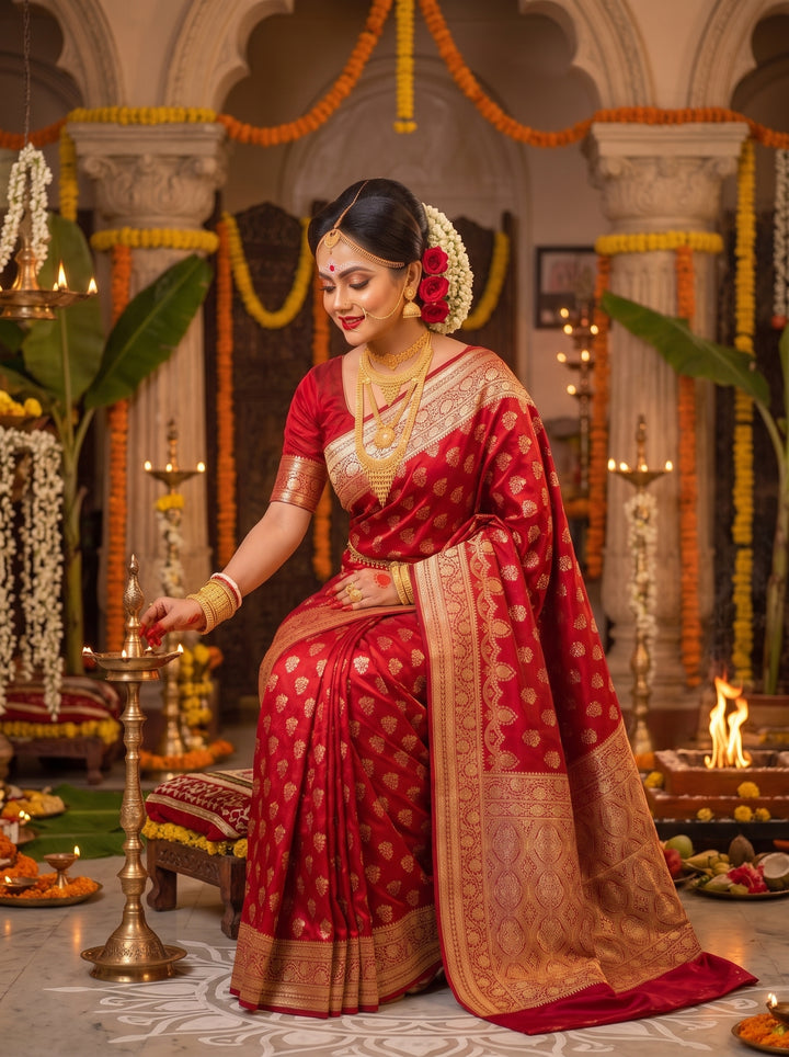 Queen's Legacy Banarasi Semi Katan Silk Saree