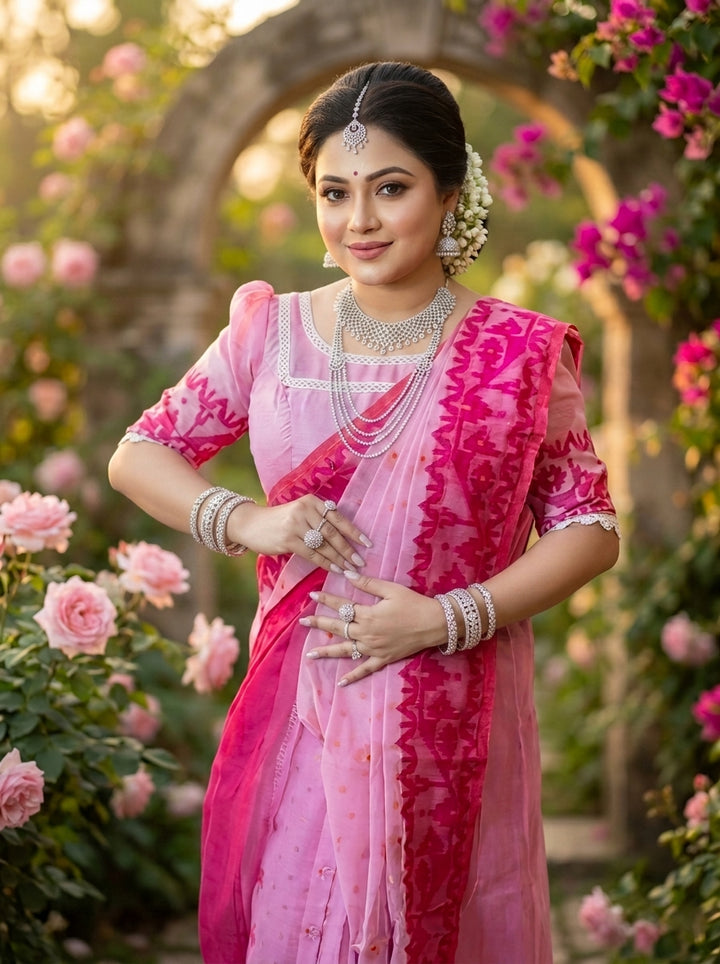 Golapi Golpo Bengal Jamdani Saree