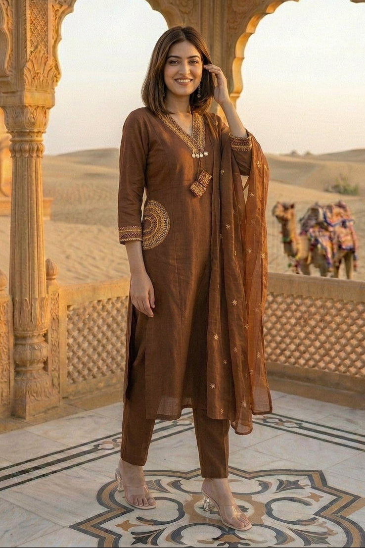 Desert Blush Cotton Kurti Set