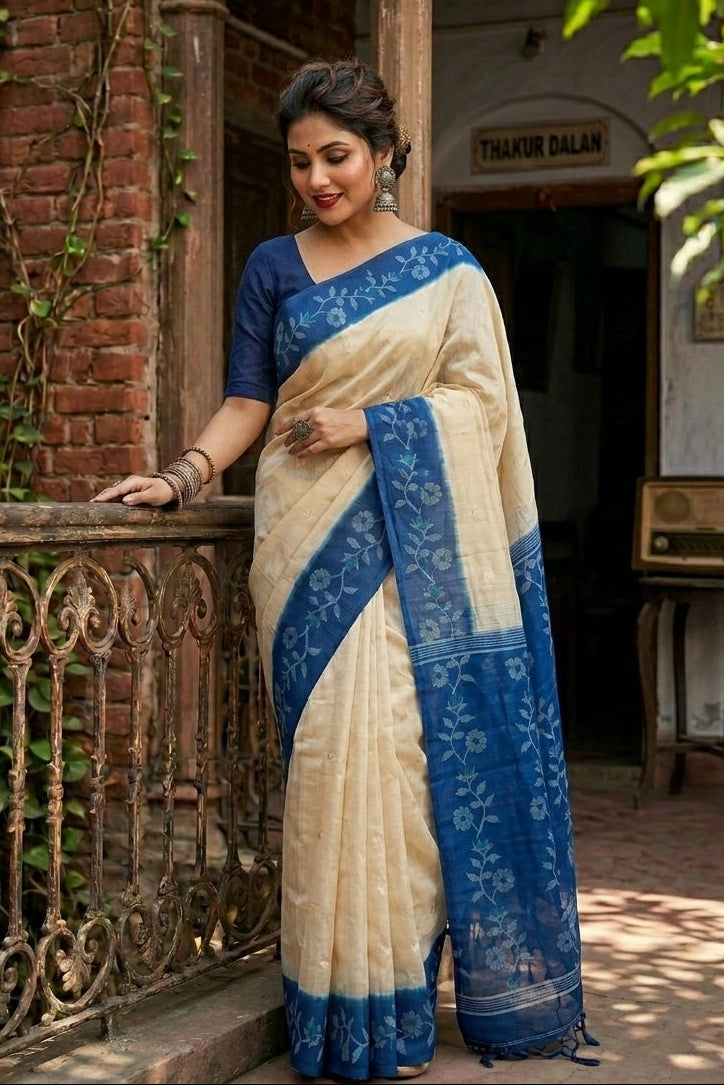 Purabi Prabha Gachi Tussar Banarashi  Saree