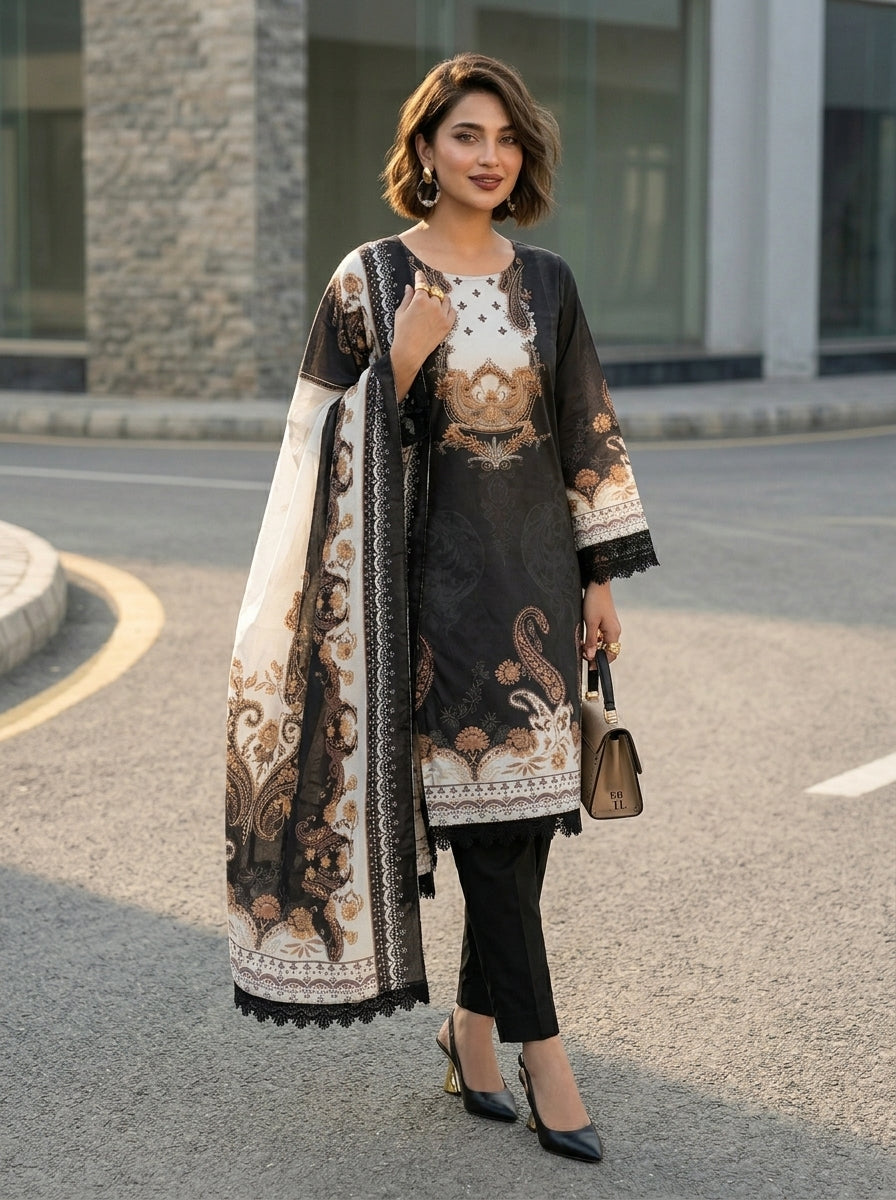 Make It Special - Pakistani Style Kurti Set (Black Color)