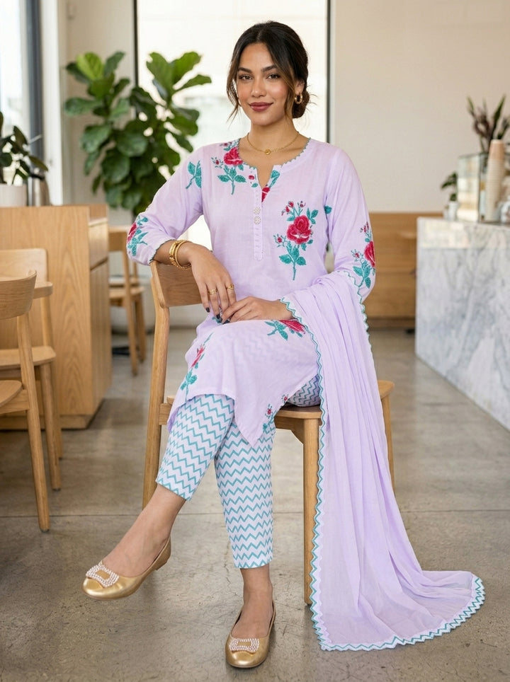 Rosy White Kurti Set
