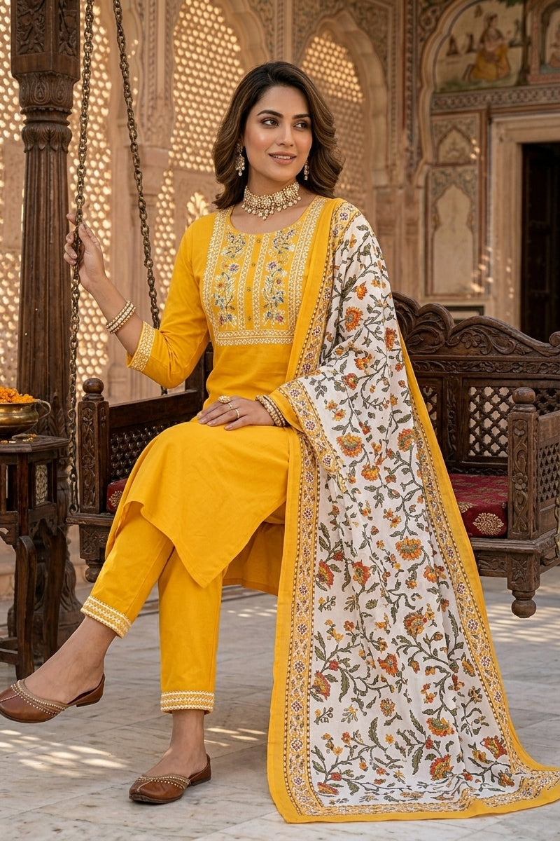 Julia Rosa - A Yellow Jaipur Kurti Set