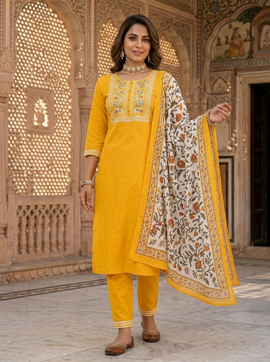 Julia Rosa - A Yellow Jaipur Kurti Set