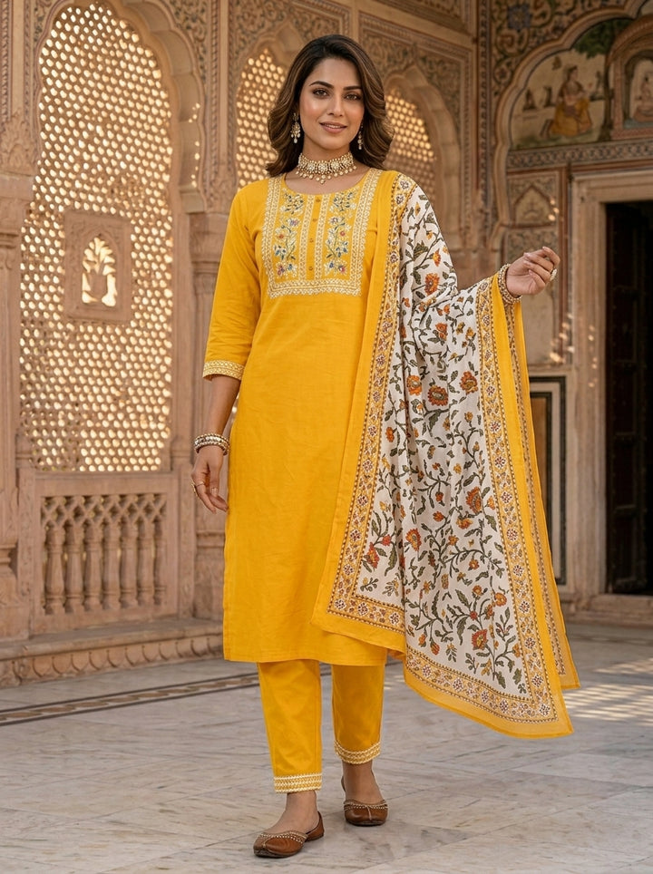 Julia Rosa - A Yellow Jaipur Kurti Set