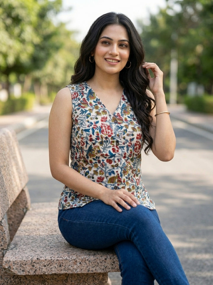 Smart Tee- Sustainable Block Print Ethnic Top