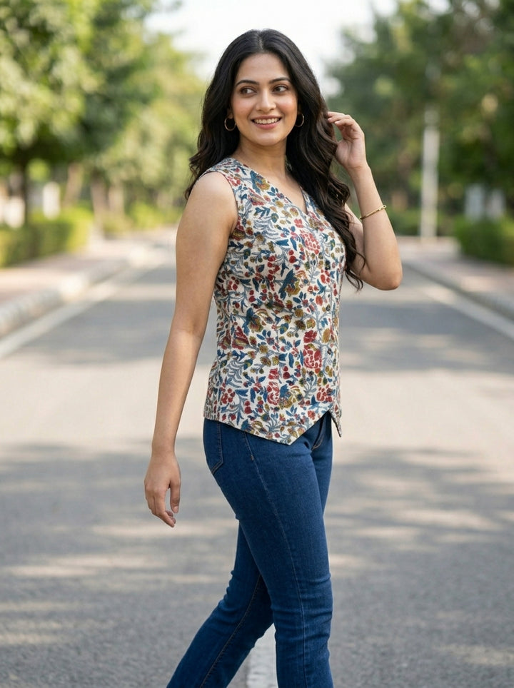 Smart Tee- Sustainable Block Print Ethnic Top