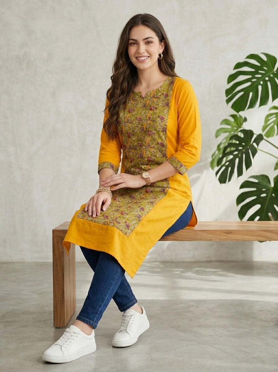 Green Fashion -Pure Sustainable Hand Block Kalamkari  Kurti