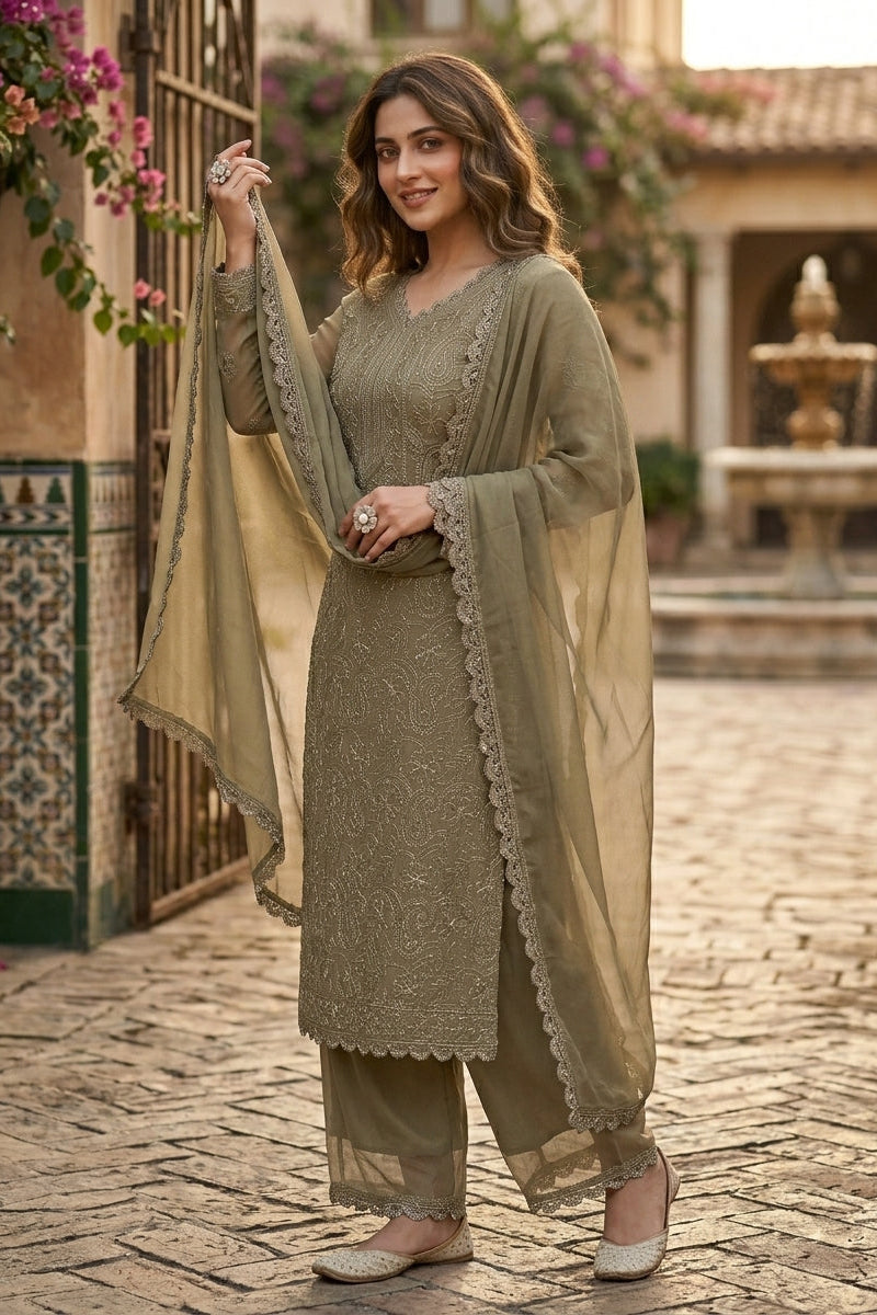Falling In Love- Georgette Kurti Set