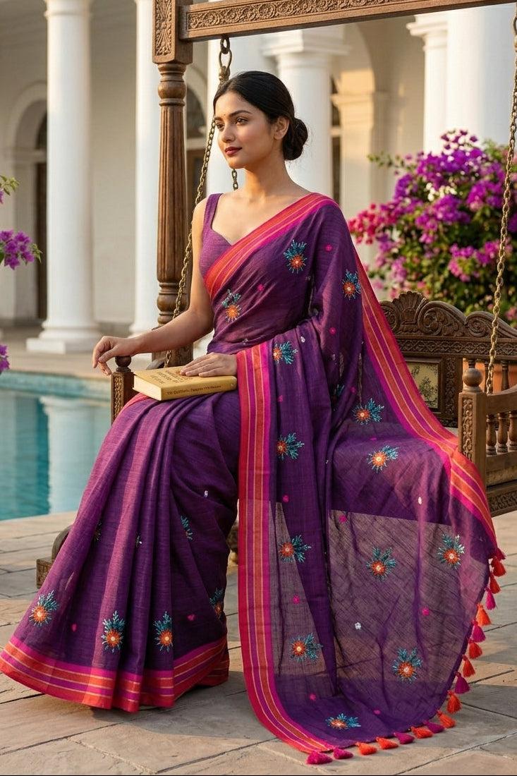 Jasmine Flora Cotton Saree