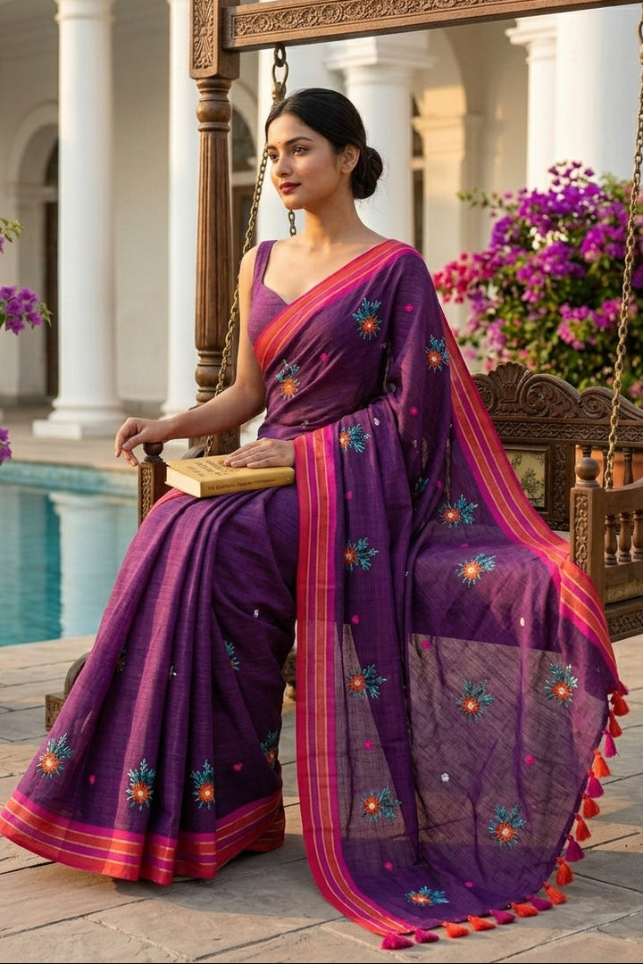 Jasmine Flora Cotton Saree