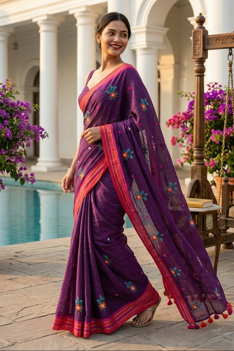 Jasmine Flora Cotton Saree
