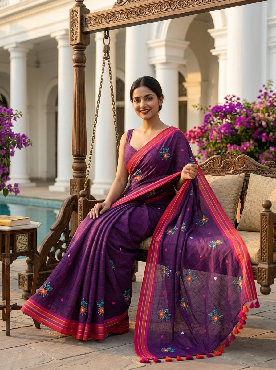 Jasmine Flora Cotton Saree