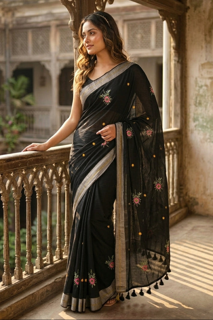 Jasmine Flora Cotton Saree