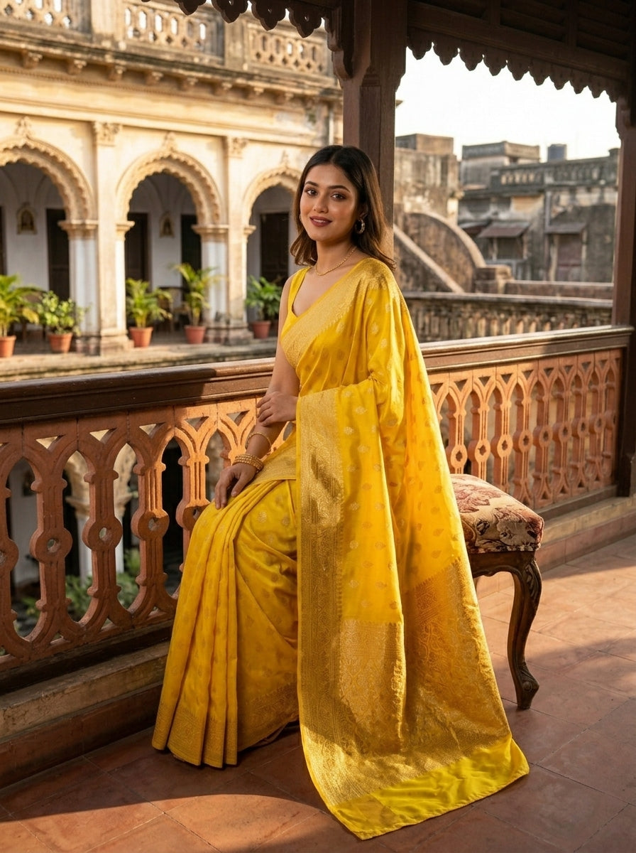 Today’s Treasures Yellow Banarasi Silk Saree