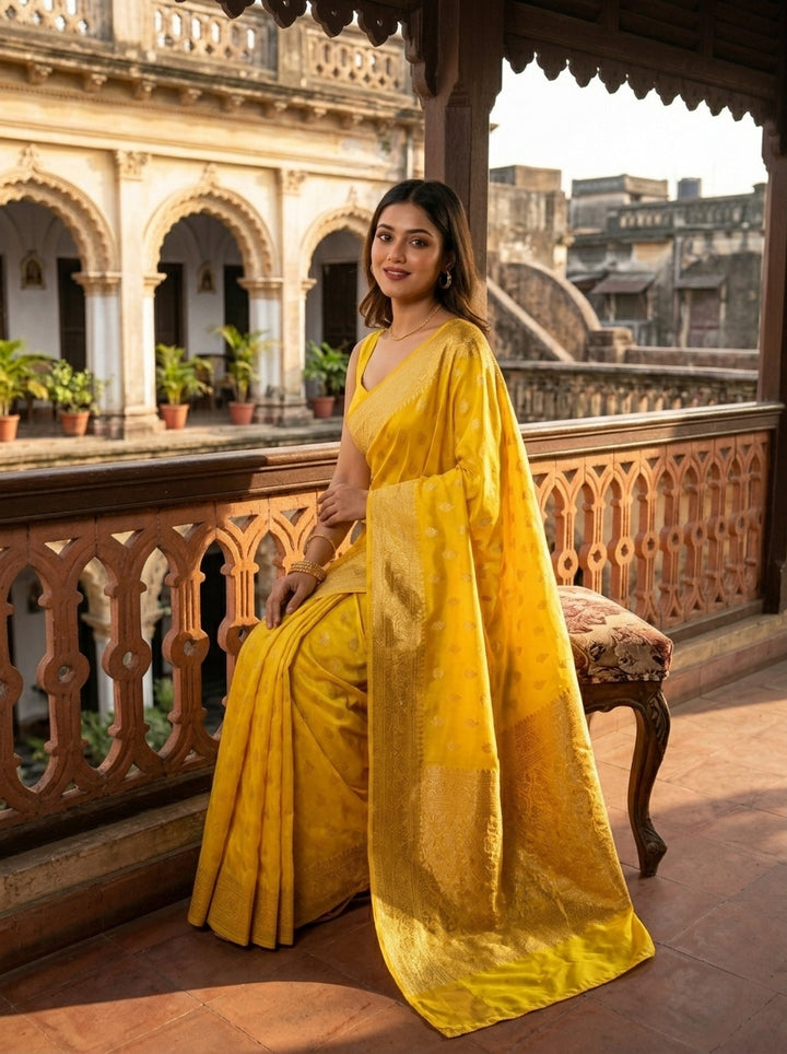 Today’s Treasures Yellow Banarasi Silk Saree