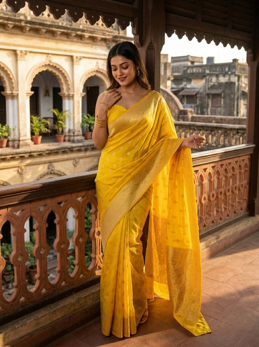 Today’s Treasures Yellow Banarasi Silk Saree