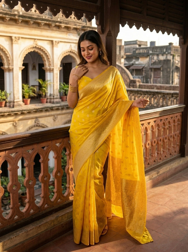 Today’s Treasures Yellow Banarasi Silk Saree