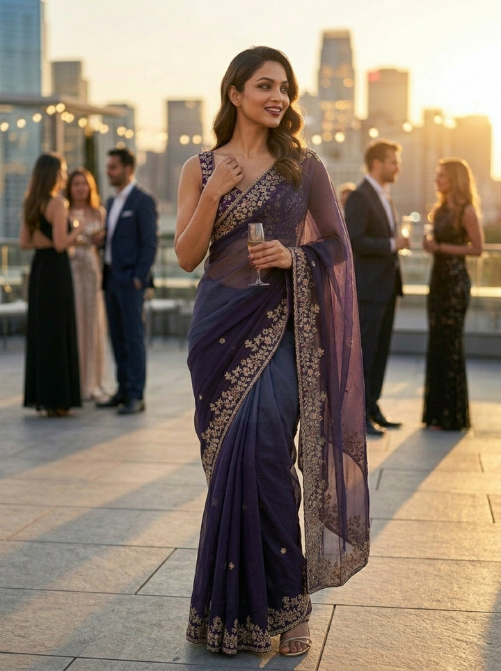 Spark Essence Designer Embroidery Silk Saree