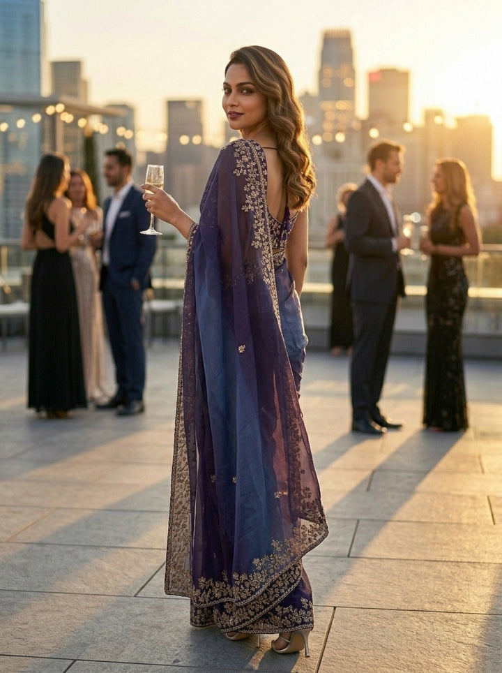 Spark Essence Designer Embroidery Silk Saree