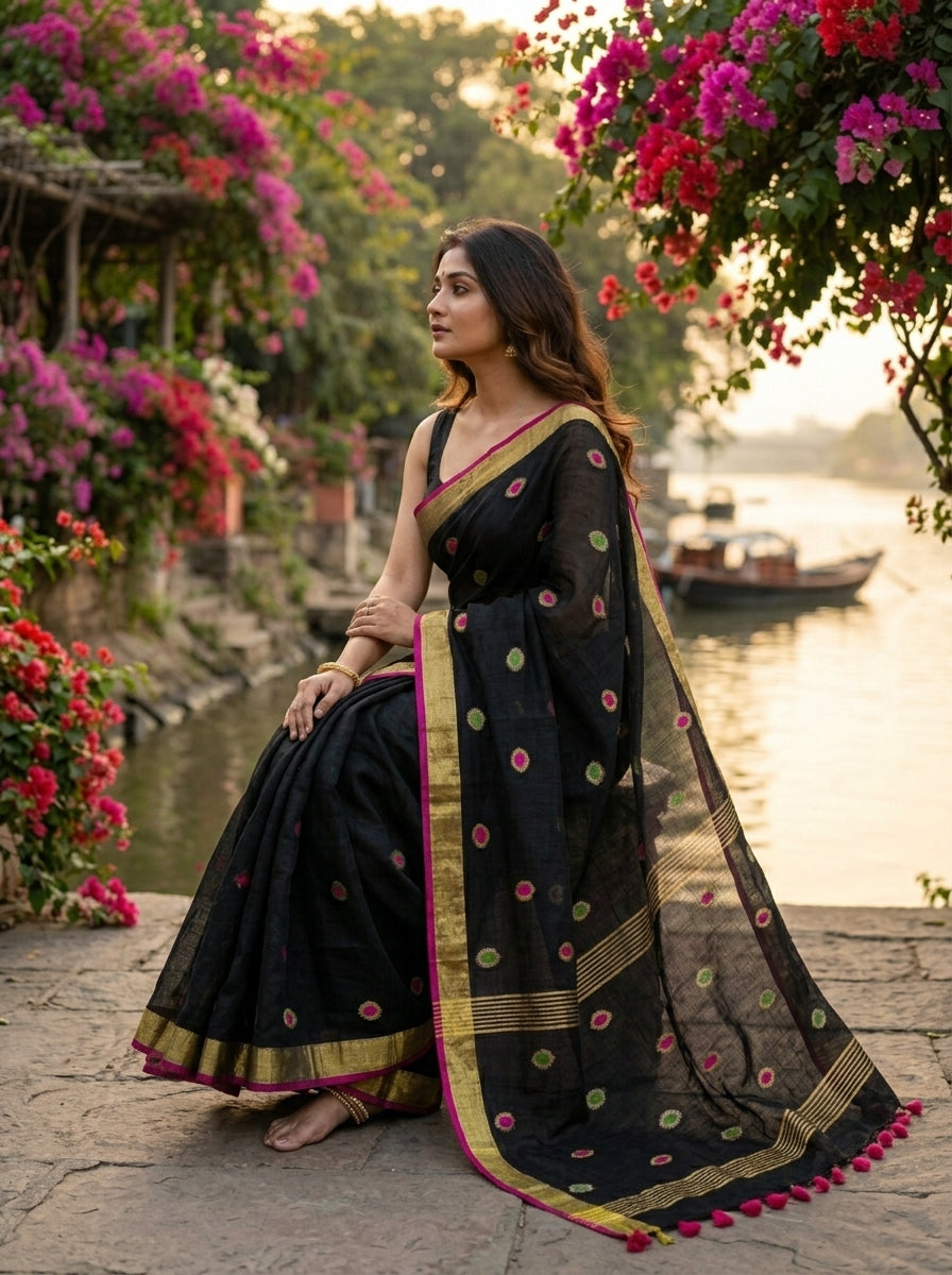 The Bengal Loom- Linen Jamdani Saree