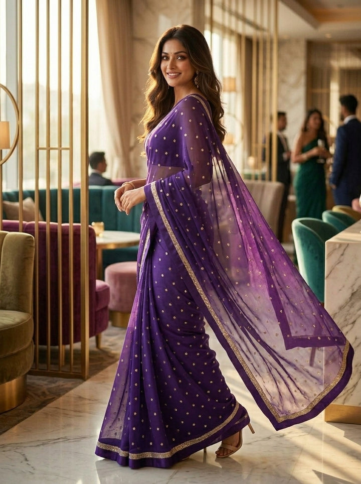 Amazing Chronicles Georgette Blue Silk Saree