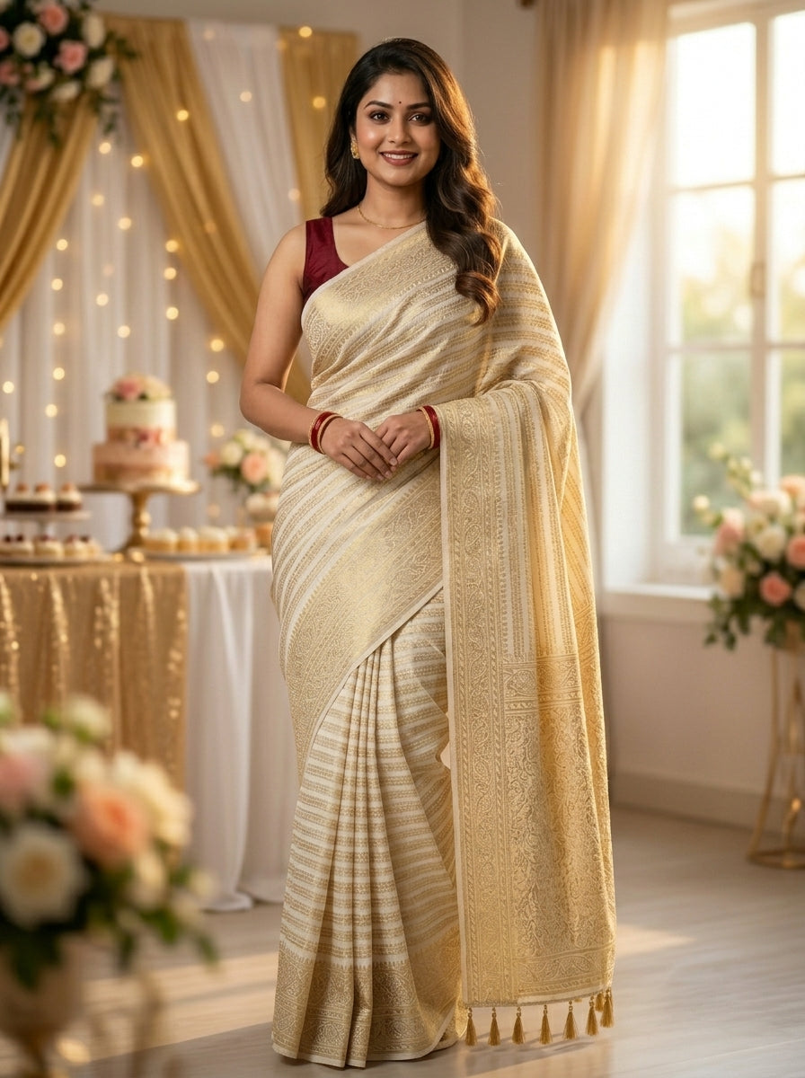 Preciously Kept In Banarasi Georgette  Silk Saree