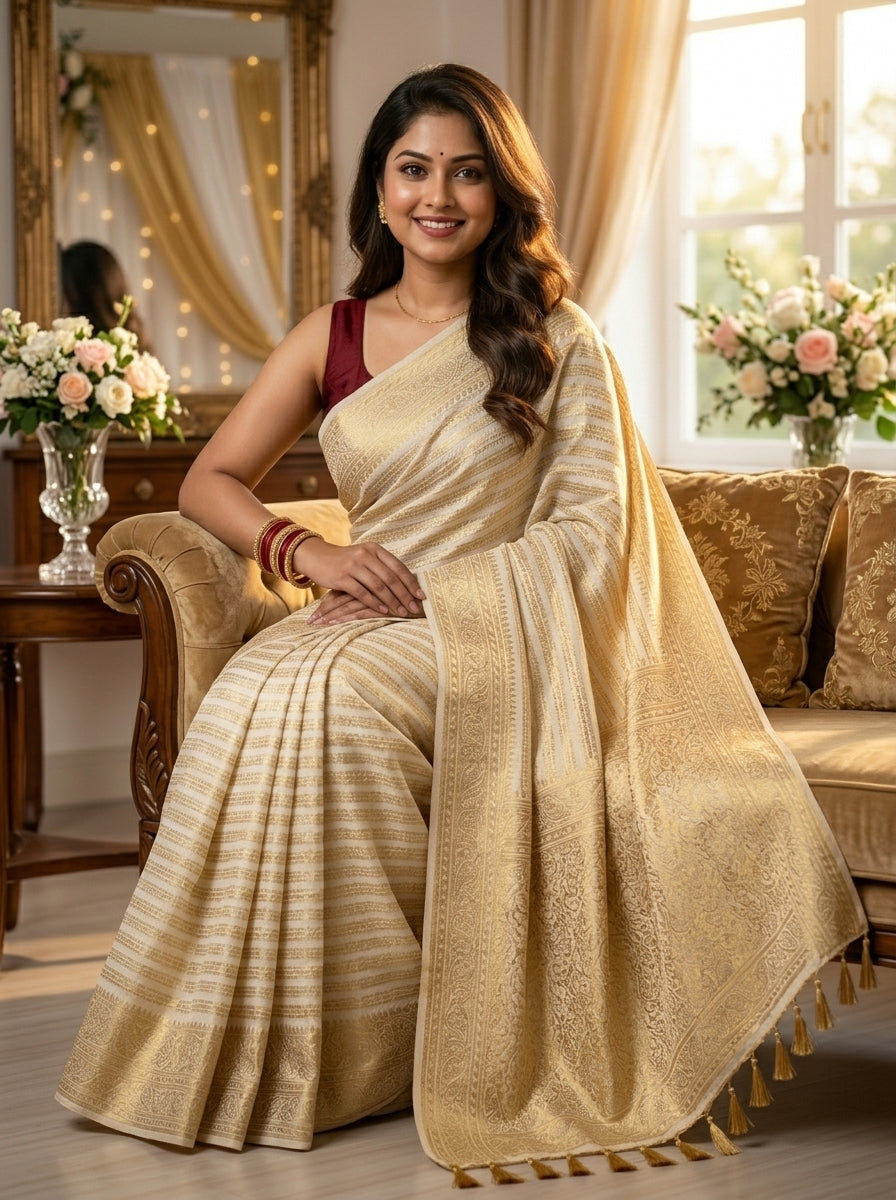 Preciously Kept In Banarasi Georgette  Silk Saree