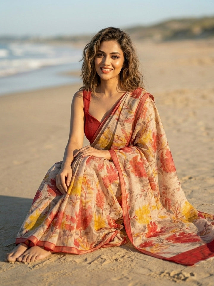 Traditional Crafts Fancy Linen Saree