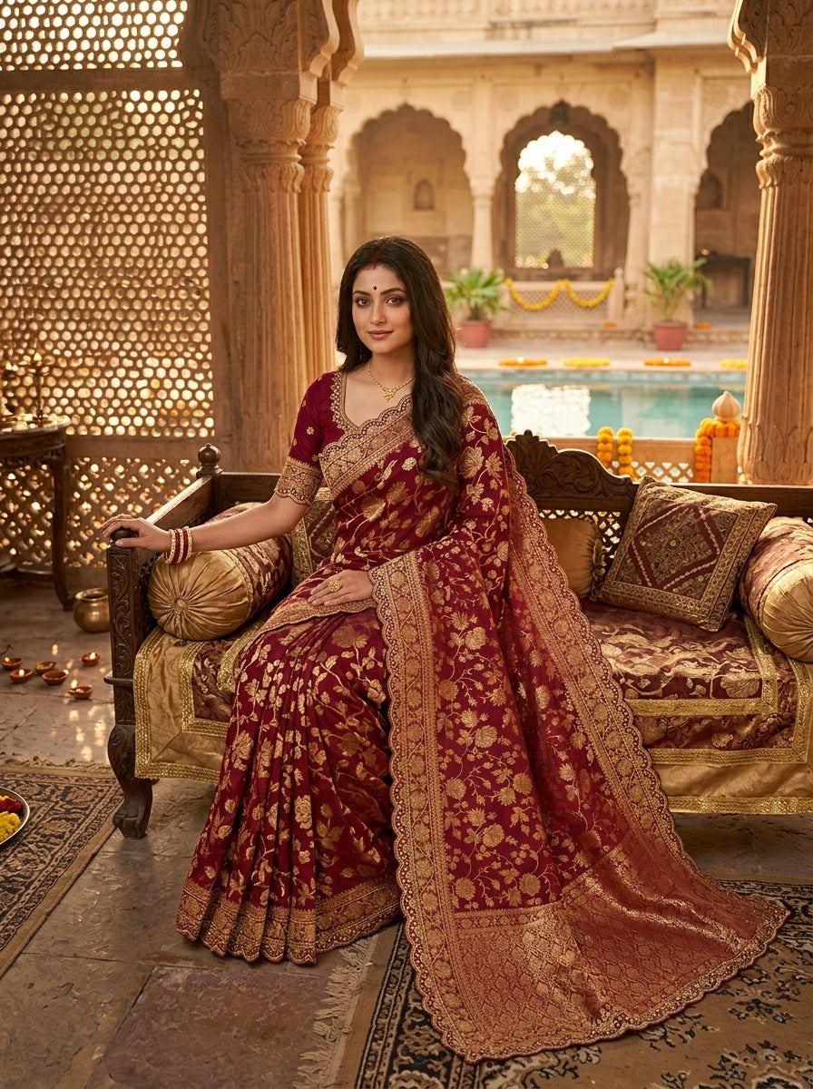 From the Gharana Banarasi Khaddi Georgette Silk
