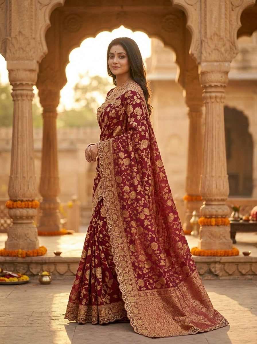 From the Gharana Banarasi Khaddi Georgette Silk