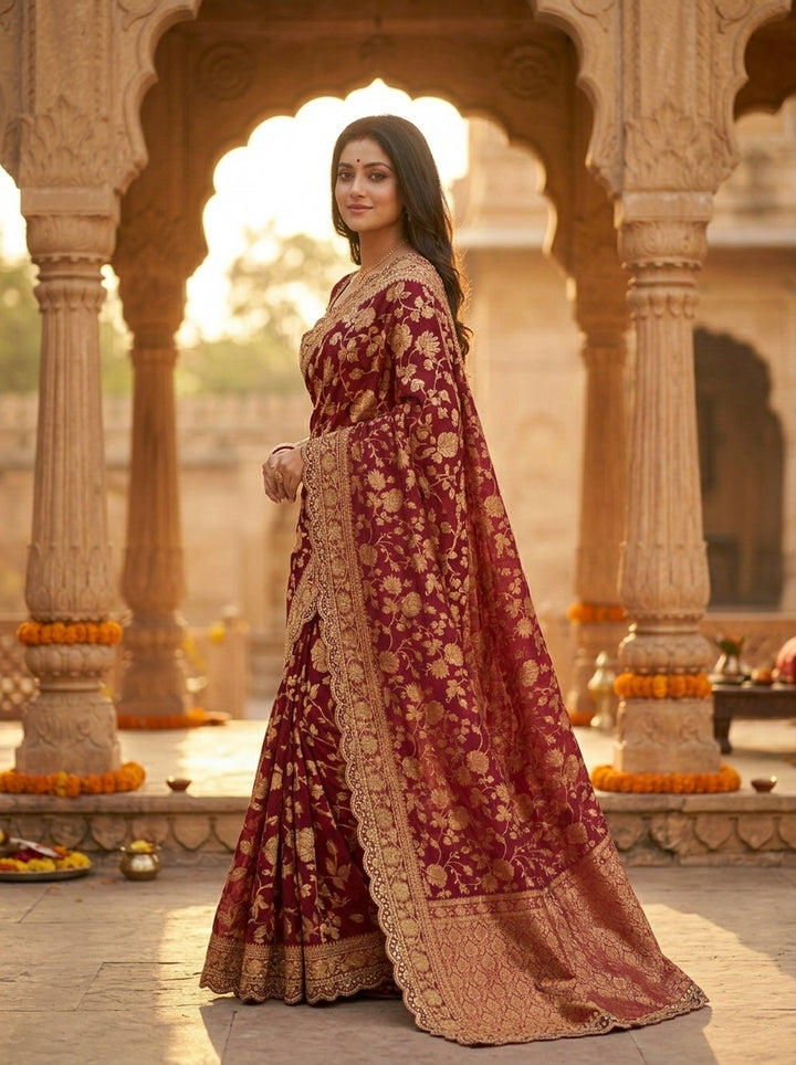 From the Gharana Banarasi Khaddi Georgette Silk