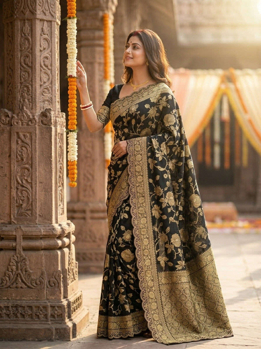 From the Gharana Banarasi Khaddi Georgette Silk