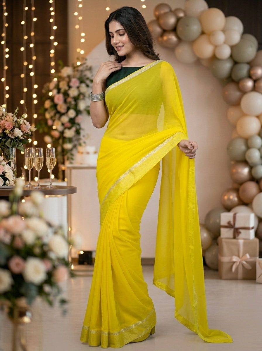 Sheer Elegant Matte Finished Georgette Saree