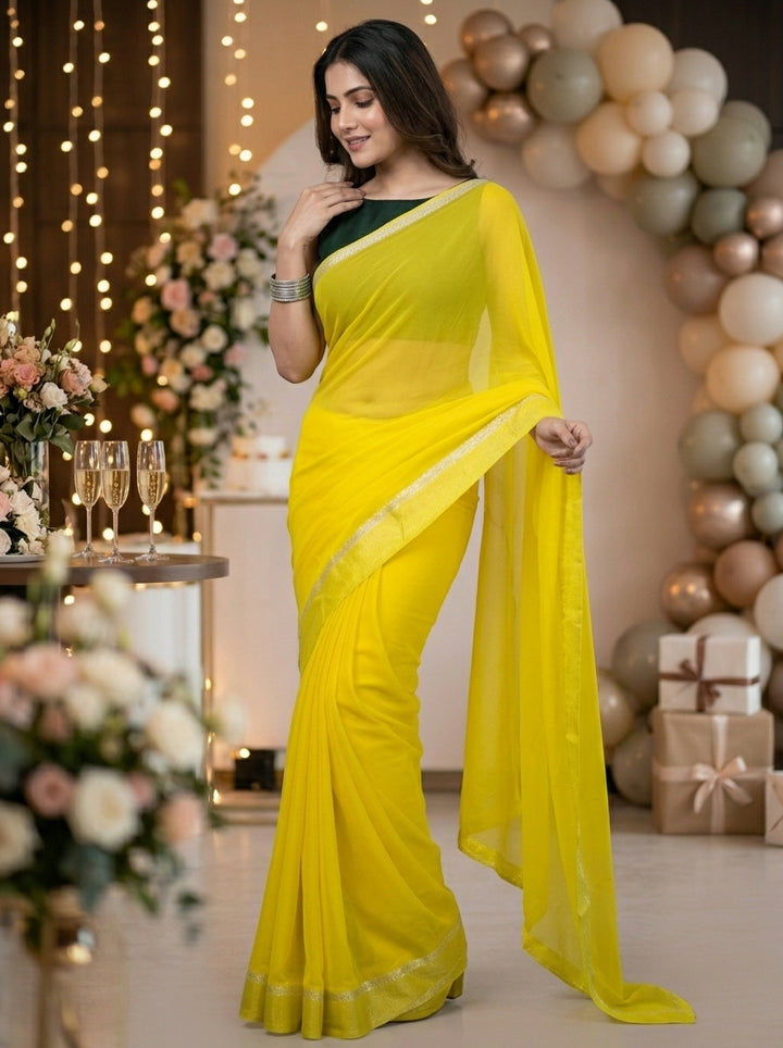 Sheer Elegant Matte Finished Georgette Saree