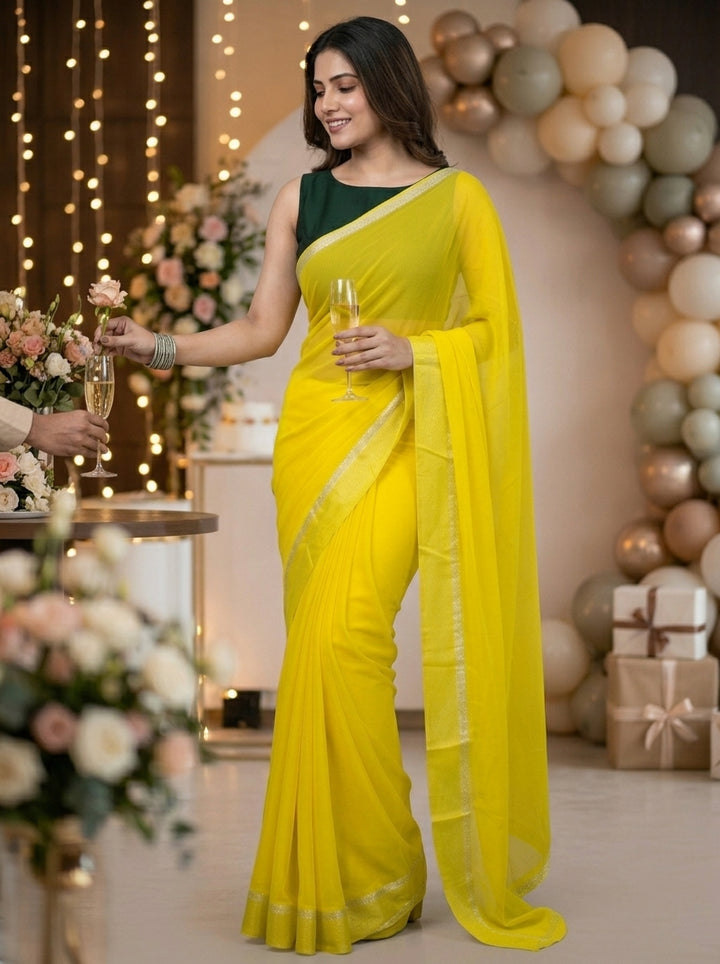 Sheer Elegant Matte Finished Georgette Saree