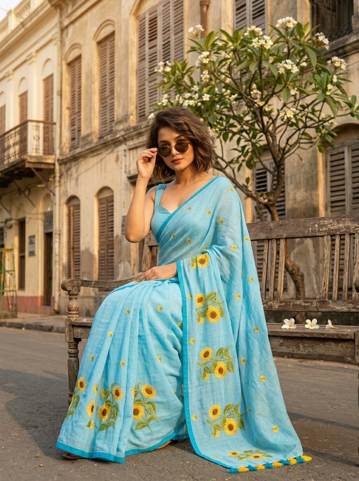 Sunflower Kiran Mul Cotton Saree
