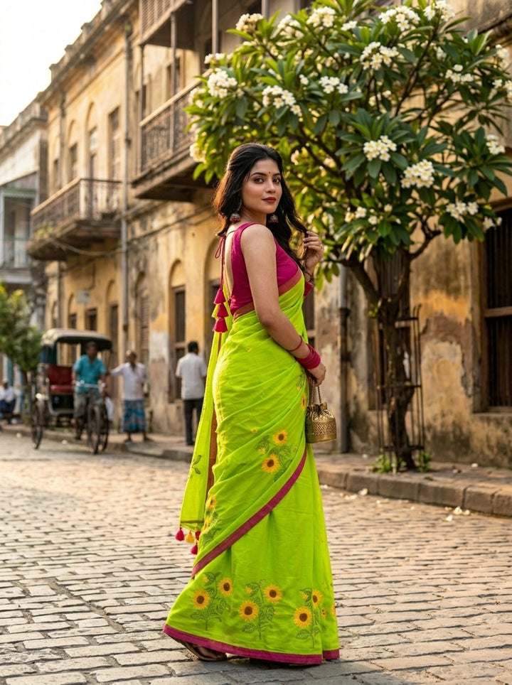 Sunflower Kiran Mul Cotton Saree