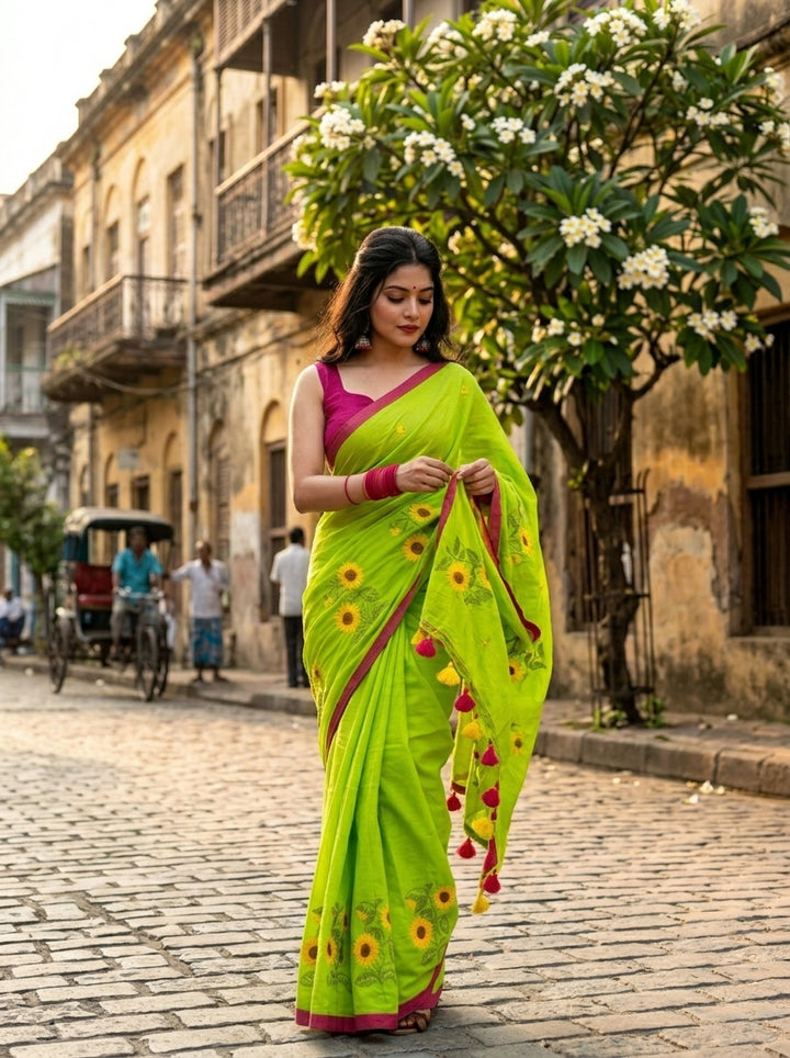 Sunflower Kiran Mul Cotton Saree