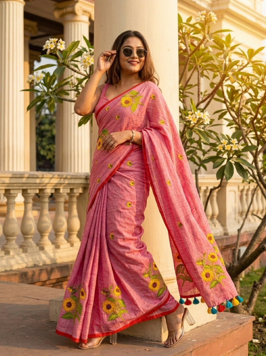 Sunflower Kiran Mul Cotton Saree