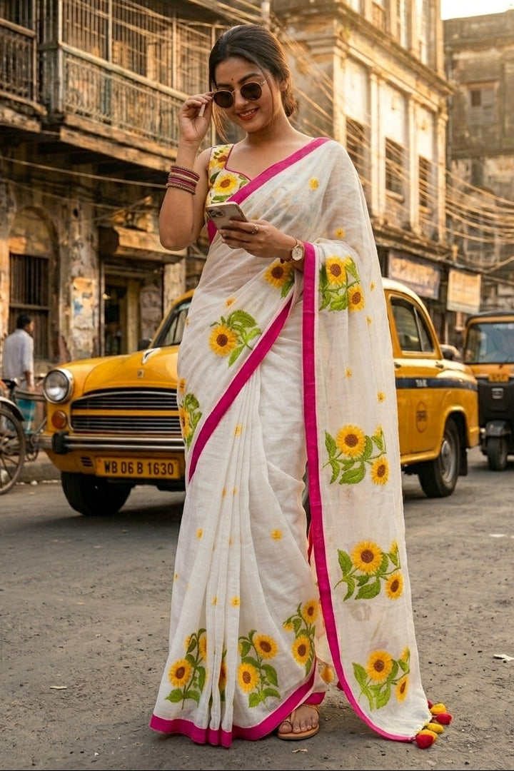 Sunflower Kiran Mul Cotton Saree