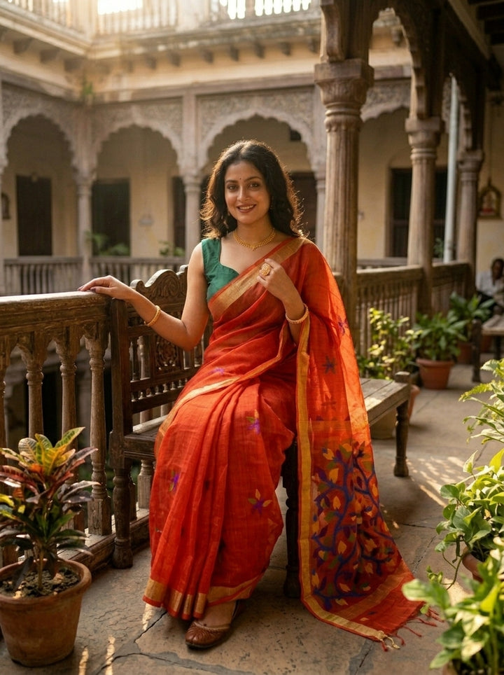 Bengal’s Weaving Tradition (Silk Linen Saree)