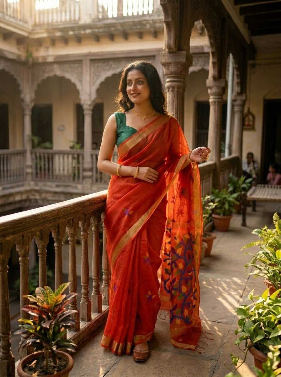 Bengal’s Weaving Tradition (Silk Linen Saree)